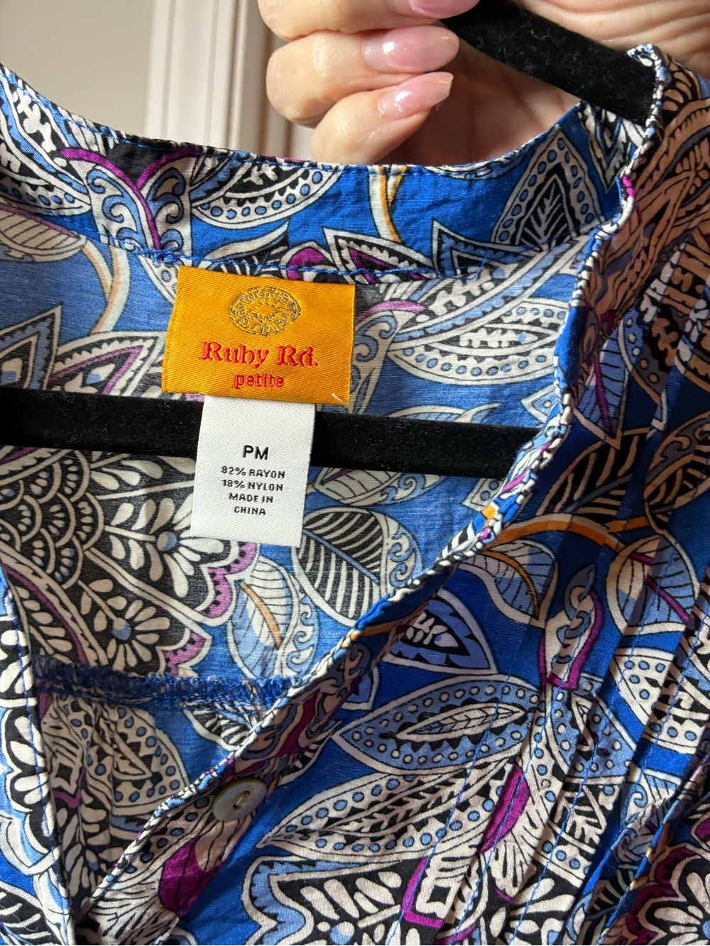 Ruby Rd. Blue Paisley Button-Up Blouse - Picture 2 of 3